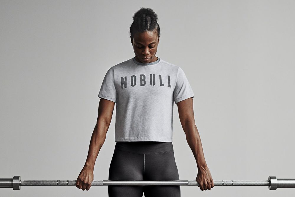 T-Shirts NOBULL Femme Grise Clair - NOBULL Boxy,France (0357-RCXNQ)